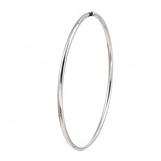 Picture of Stainless Steel Bangles Bracelets Silver Tone Round 18.5cm(7 2/8") long, 1 Piece