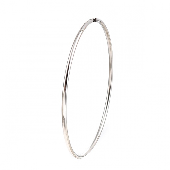 Picture of Stainless Steel Bangles Bracelets Silver Tone Round 20.5cm(8 1/8") long, 1 Piece