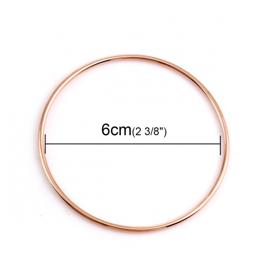 Picture of Stainless Steel Bangles Bracelets 18K Rose Gold Color Round 20.5cm(8 1/8") long, 1 Piece