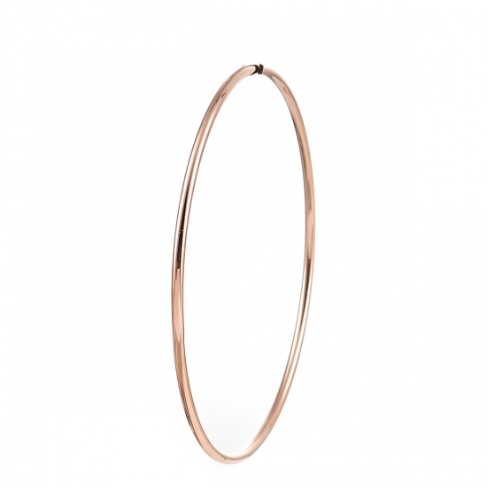 Picture of Stainless Steel Bangles Bracelets 18K Rose Gold Color Round 22cm(8 5/8") long, 1 Piece