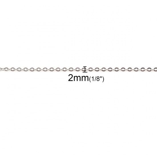 Изображение 304 Нержавеющая Сталь Позолоченные цепочки Ожерелья Серебряный Тон 44см Длина, Цепь 2x2мм, 5 ШТ
