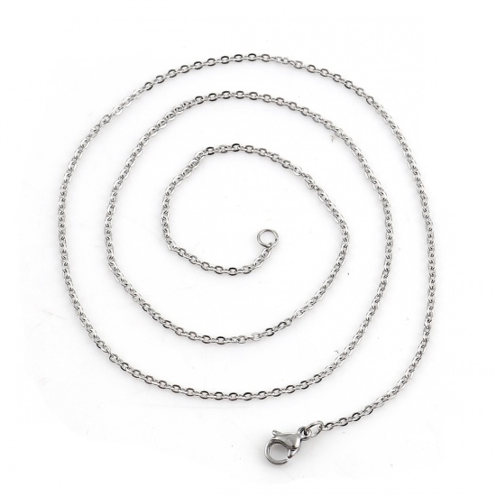 Bild von 304 Edelstahl Gliederkette Kette Halskette Silberfarbe 49cm lang, Kettengröße: 2x2mm, 5 Strange