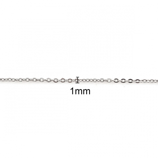 Изображение 304 Нержавеющая Сталь Позолоченные цепочки Ожерелья Серебряный Тон 39см Длина, Цепь 2x1мм, 5 ШТ