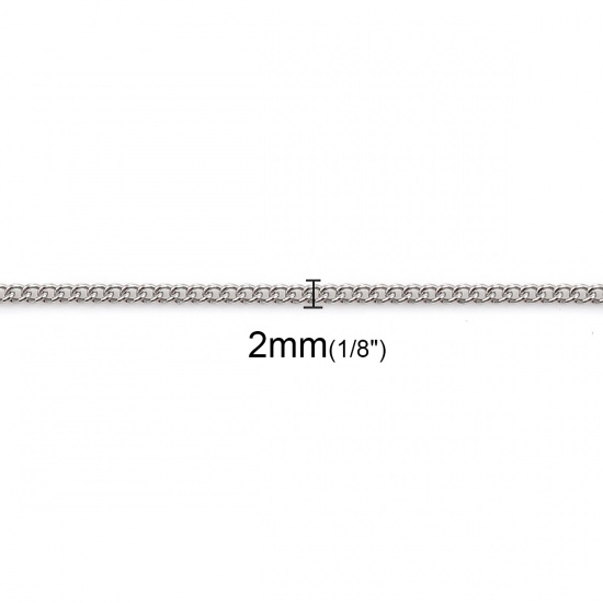 Bild von 304 Edelstahl Panzerkette Kette Halskette Silberfarbe 48.5cm lang, Kettengröße: 2x2mm, 5 Strange