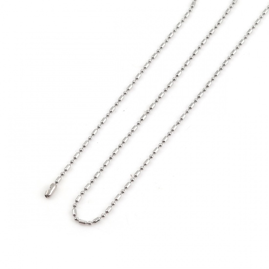Picture of 304 Stainless Steel Bamboo Chain Necklace Silver Tone 59cm(23 2/8") long, Chain Size: 1.5mm, 5 PCs