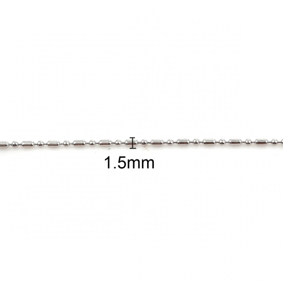 Picture of 304 Stainless Steel Bamboo Chain Necklace Silver Tone 59cm(23 2/8") long, Chain Size: 1.5mm, 5 PCs