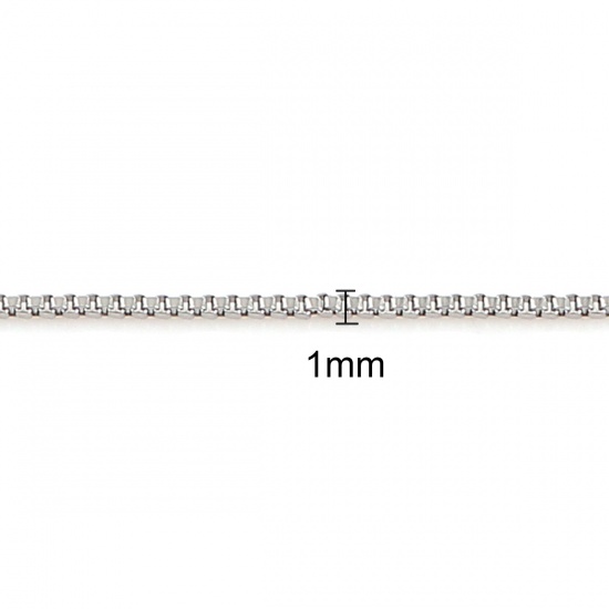 Bild von 304 Edelstahl Venezianerkette Halskette Silberfarbe 44cm lang, Kettengröße: 1x1mm, 5 Strange