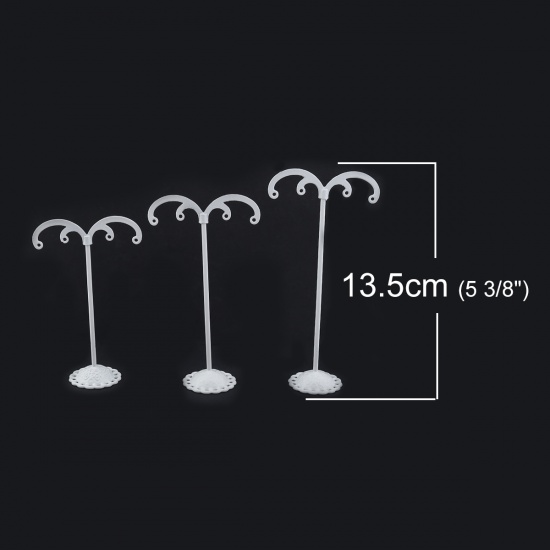 Bild von Eisenlegierung Ohrringe Display Schmuckdisplay Schirm Weiß 13.5cm x 7cm - 10.5cm x 7cm , 1 Set(3 Stück/Set)