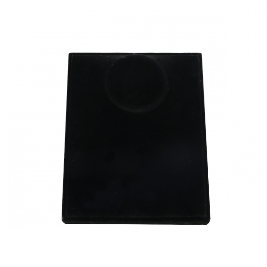Immagine di Velluto di Cotone Supporto Gioielli Espositore Rettangolo Nero 21cm x 17cm , 1 Pz