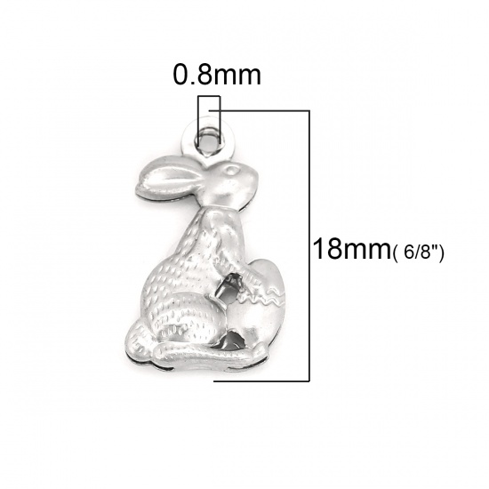 Picture of 316 Stainless Steel Charms Rabbit Animal Silver Tone 18mm( 6/8") x 11mm( 3/8"), 20 PCs