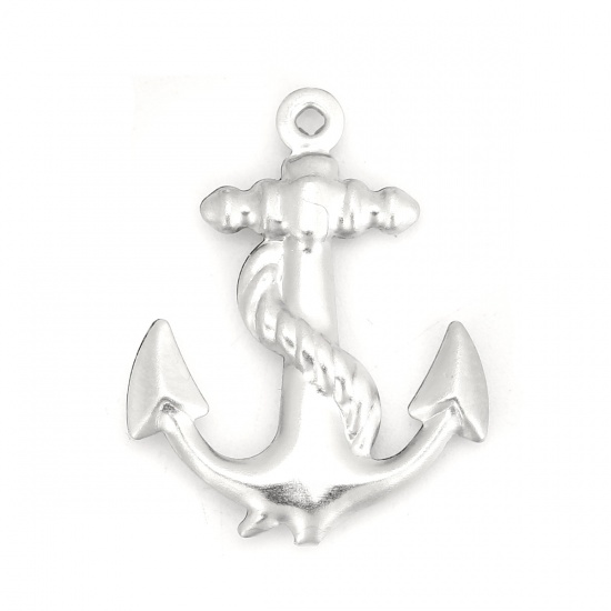 Picture of 316 Stainless Steel Charms Anchor Silver Tone 24mm(1") x 19mm( 6/8"), 20 PCs