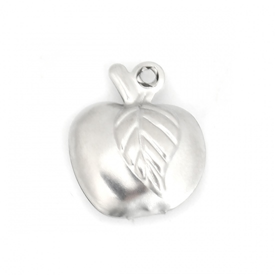 Picture of 316 Stainless Steel Charms Apple Fruit Silver Tone 13mm( 4/8") x 11mm( 3/8"), 20 PCs