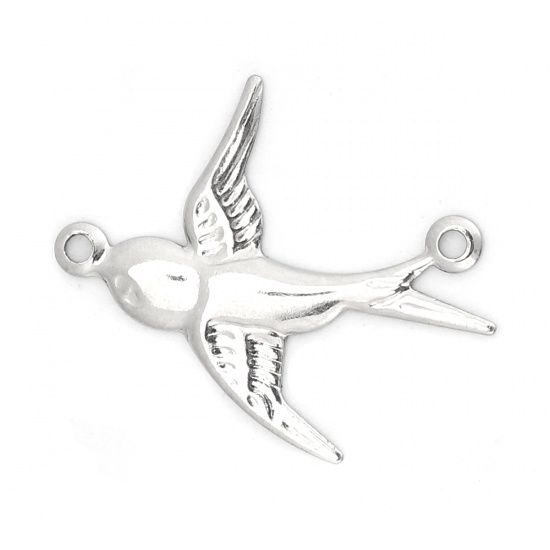 Picture of 316 Stainless Steel Connectors Swallow Bird Silver Tone 20mm( 6/8") x 17mm( 5/8"), 20 PCs