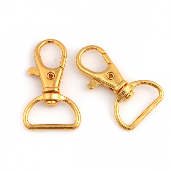 Bild von Eisenlegierung Schlüsselkette & Schlüsselring Vergoldet 40mm x 24mm, 10 Stück