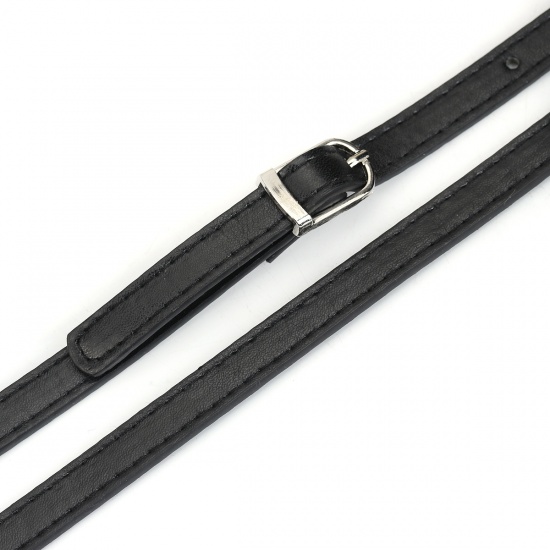 Immagine di PU Borsa Tracolla Fibbia della Cintura Nero Tono Argento 121cm longhezza. 12mm, aperta taglia 1 Pz