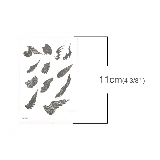 Picture of PVC DIY Scrapbook Deco Stickers Rectangle Black Wing 11cm(4 3/8") x 7.5cm(3"), 2 Sheets