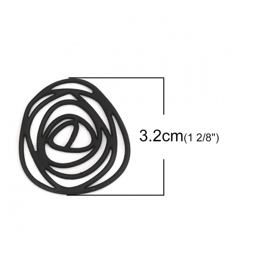 Picture of Zinc Based Alloy Connectors Irregular Black Rose Flower 32mm x 30mm, 10 PCs