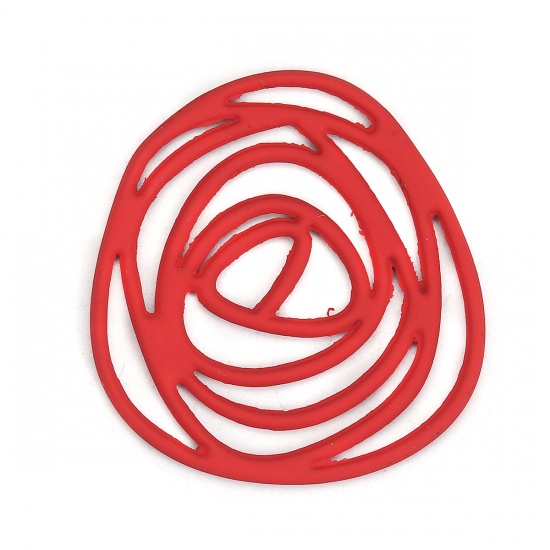 Immagine di Lega di Zinco Connettore Accessori Irregolare Rosso Rosa Disegno 32mm x 30mm, 10 Pz