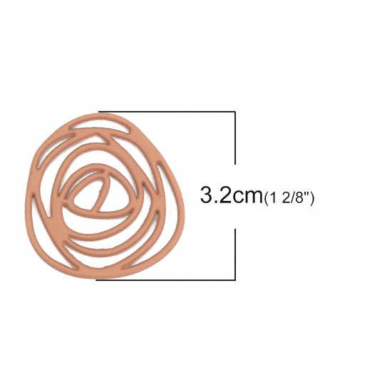 Picture of Zinc Based Alloy Connectors Irregular Coffee Rose Flower 32mm x 30mm, 10 PCs