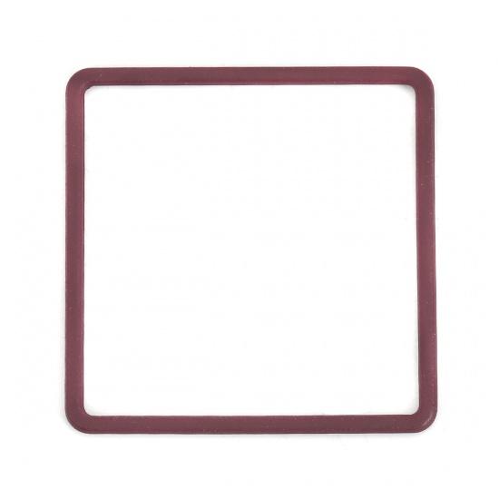 Bild von Zinklegierung Verbinder Quadrat Rotweinfarben 35mm x 35mm, 10 Stück