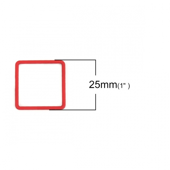 Immagine di Lega di Zinco Connettore Accessori Quadrato Rosso 25mm x 25mm, 10 Pz