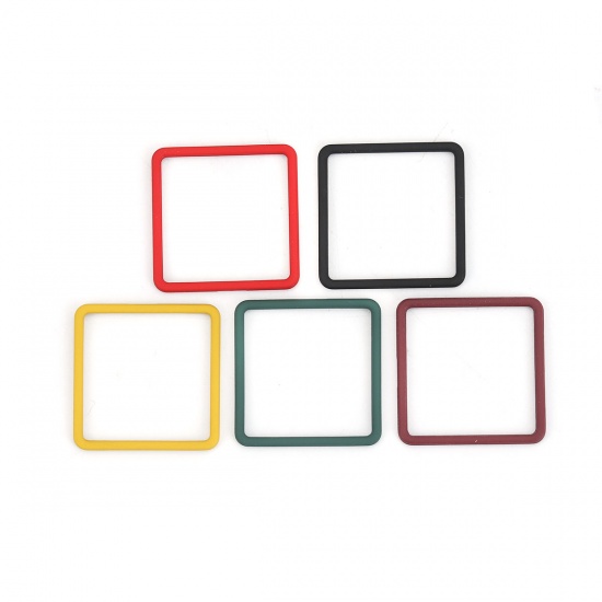 Immagine di Lega di Zinco Connettore Accessori Quadrato Rosso 25mm x 25mm, 10 Pz