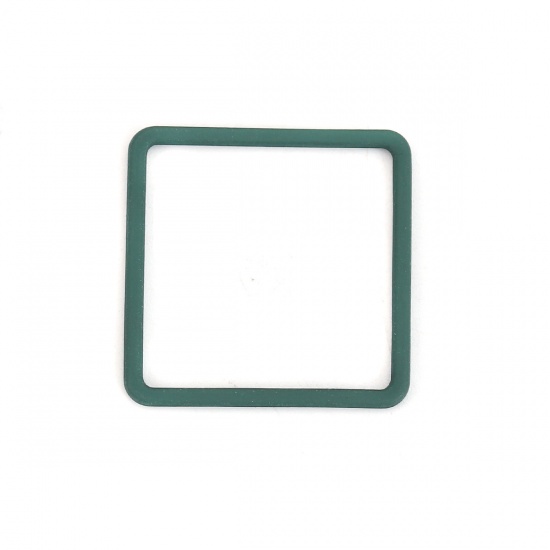 Bild von Zinklegierung Verbinder Quadrat Dunkelgrün 25mm x 25mm, 10 Stück