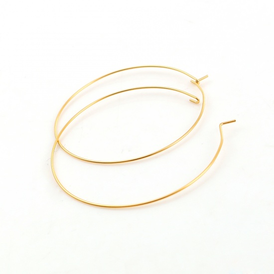 Picture of Stainless Steel Hoop Earrings Circle Ring Gold Plated 49mm(1 7/8") x 45mm(1 6/8"), 10 PCs