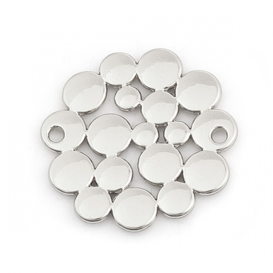 Picture of Zinc Based Alloy Connectors Round Silver Tone Hollow 22mm x 21mm, 10 PCs