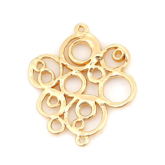 Picture of Zinc Based Alloy Connectors Irregular Gold Plated Circle Hollow 33mm x 28mm, 10 PCs