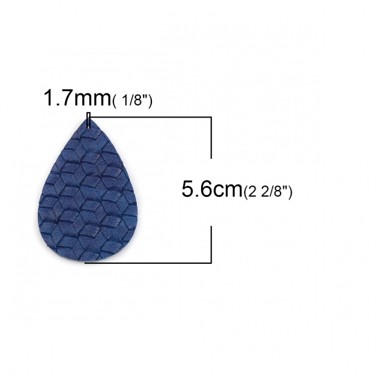 Picture of PU Leather Braided Pendants Drop Blue 56mm(2 2/8") x 38mm(1 4/8"), 5 PCs