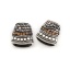 Picture of Zinc Based Alloy Micro Pave Tassel Beads Cap Bell Antique Silver Dark Gray Champagne Rhinestone 17mm x 16mm, 2 PCs