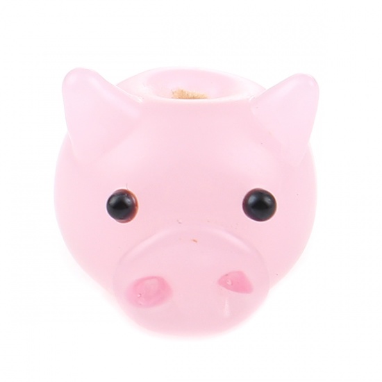 Imagen de Estilo Japones Cuentas Vidrio Murano de Cerdo , Color rosa 12mm x 12mm, Agujero: acerca de 2.4mm, 1 Unidad