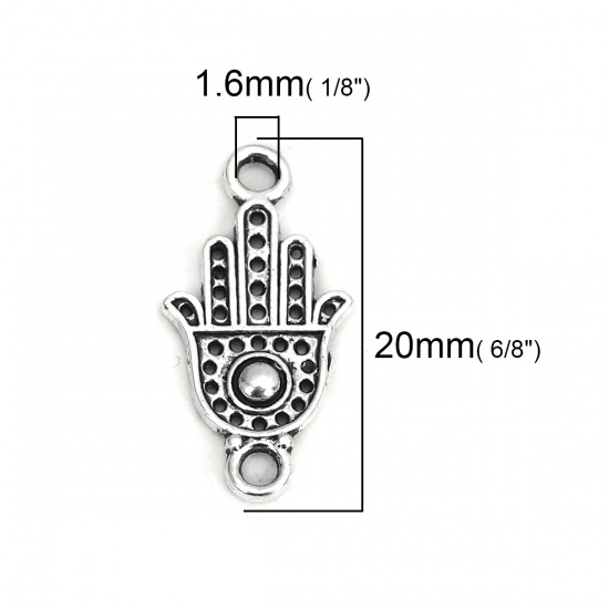 Immagine di Lega di Zinco Connettore Accessori Palmo Argento Antico 20mm x 10mm, 100 Pz