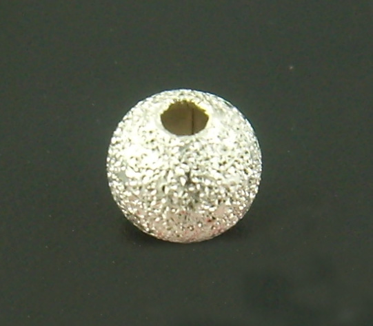 Picture of Brass Spacer Beads Ball Silver Plated Sparkledust About 4mm( 1/8") Dia, Hole: Approx 1.3mm, 300 PCs                                                                                                                                                           
