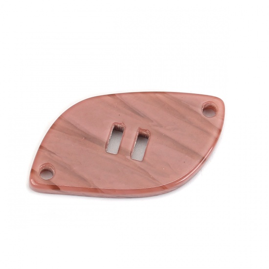Picture of Resin Connectors Leaf Dark Pink 35mm x 18mm, 10 PCs