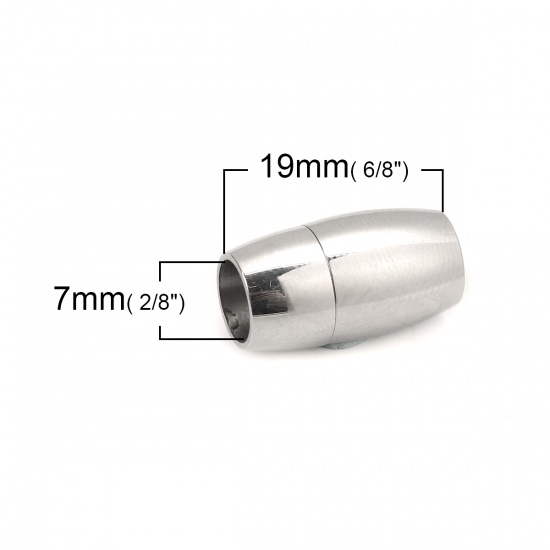 Immagine di 304 Acciaio Inossidabile & Maghete Chiusura Magnetica Barile Tono Argento 19mm x 11mm, 1 Pz