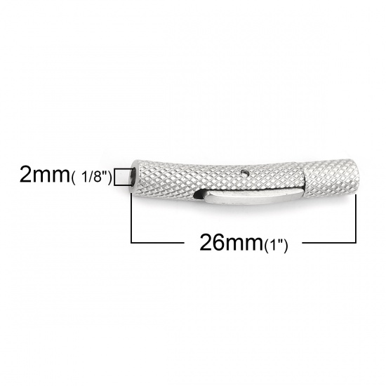 Immagine di 304 Acciaio Inossidabile & Maghete Chiusura Magnetica Tubo Curvo Tono Argento 26mm x 5mm, 1 Pz