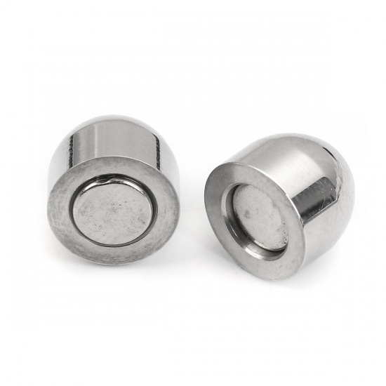 Immagine di 304 Acciaio Inossidabile & Maghete Chiusura Magnetica Barile Tono Argento 16mm x 10mm, 1 Pz