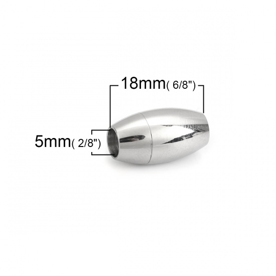 Immagine di 304 Acciaio Inossidabile & Maghete Chiusura Magnetica Barile Tono Argento 18mm x 10mm, 1 Pz