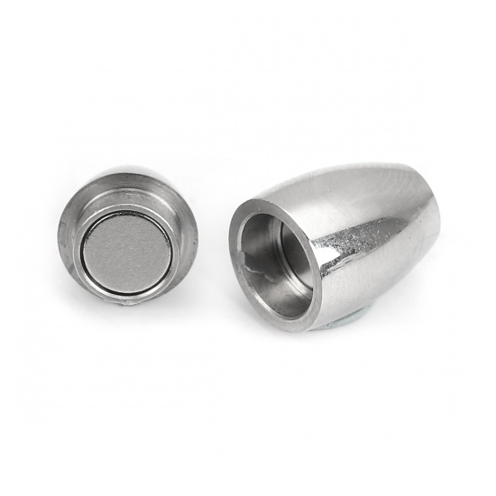 Immagine di 304 Acciaio Inossidabile & Maghete Chiusura Magnetica Barile Tono Argento 18mm x 10mm, 1 Pz