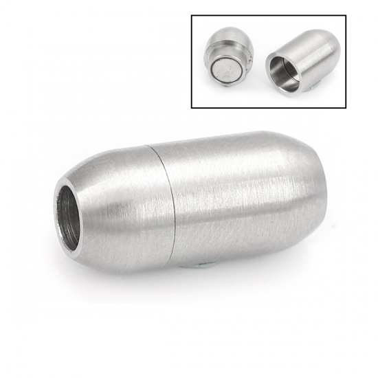 Immagine di 304 Acciaio Inossidabile & Maghete Chiusura Magnetica Barile Tono Argento 17mm x 8mm, 1 Pz