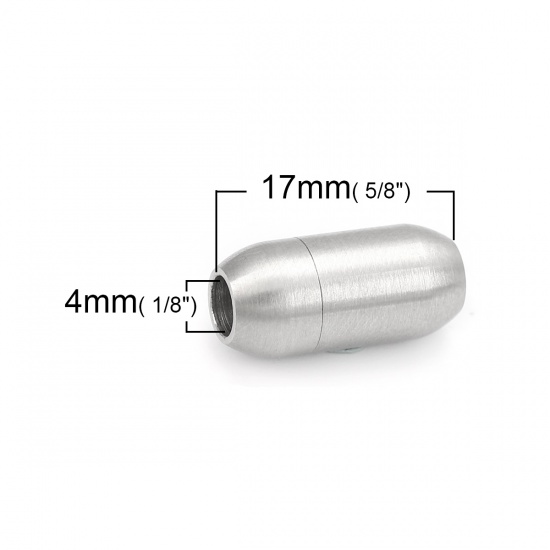 Immagine di 304 Acciaio Inossidabile & Maghete Chiusura Magnetica Barile Tono Argento 17mm x 8mm, 1 Pz