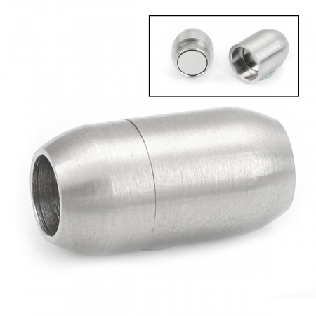 Picture of 1 Piece 304 Stainless Steel Blank Stamping Tags Magnetic Clasps Barrel Silver Tone 19mm x 10mm