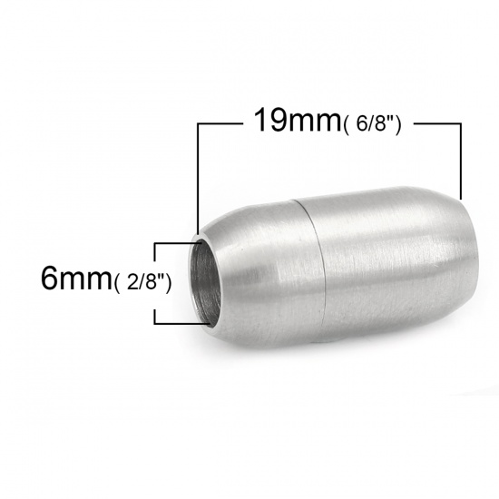 Immagine di 304 Acciaio Inossidabile & Maghete Chiusura Magnetica Barile Tono Argento 19mm x 10mm, 1 Pz