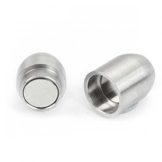 Immagine di 304 Acciaio Inossidabile & Maghete Chiusura Magnetica Barile Tono Argento 19mm x 10mm, 1 Pz