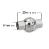 Imagen de 304 Acero Inoxidable & Hematites Magnético Corchetes Magnéticos Ronda Tono de Plata 20mm x 12mm, 1 Unidad
