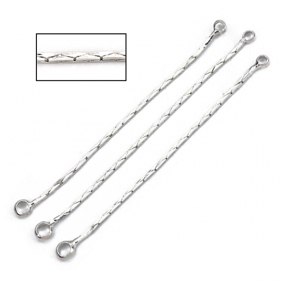Image de Chaînes d'Extension Pour Colliers Bracelets en Laiton Plaqué Platine 4.5cm long, 2 Pcs                                                                                                                                                                        