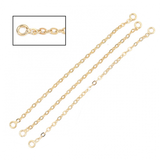 Image de Chaînes d'Extension Pour Colliers Bracelets en Laiton Plaqué Or Véritable 6.5cm long, 2 Pcs                                                                                                                                                                   