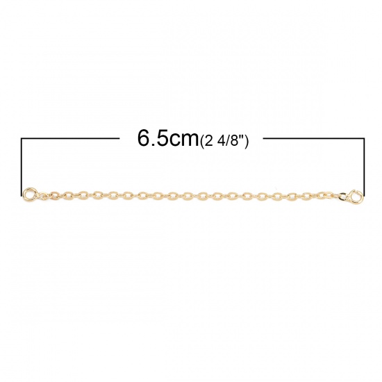 Image de Chaînes d'Extension Pour Colliers Bracelets en Laiton Plaqué Or Véritable 6.5cm long, 2 Pcs